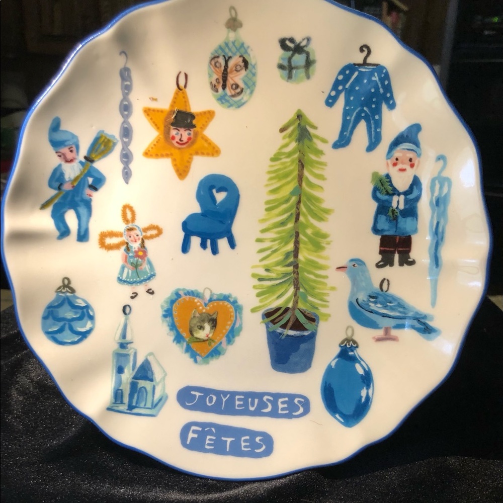 Anthropologie Nathalie Lete rare vintage Christmas dessert plates